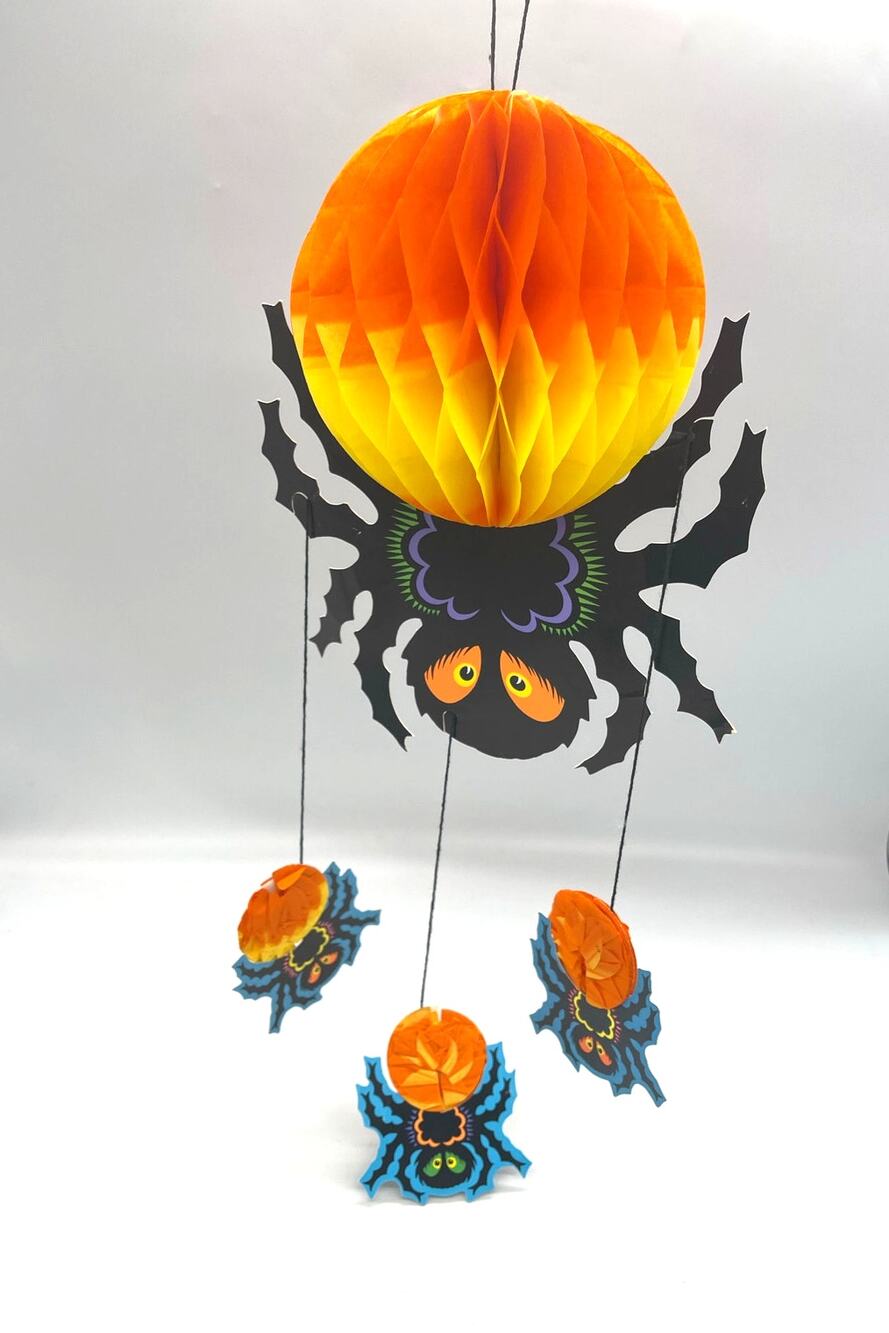 Vintage Beistle 1981 Halloween Honeycomb Spider Hanging Paper Decoration D